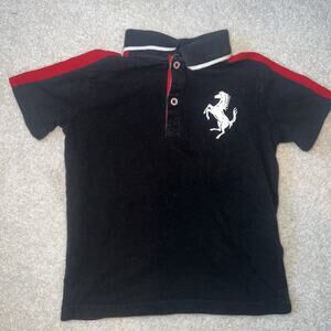 Scuderia Ferrari Kid Black Red White Short Sleeve Polo Shirt Size 2T Toddler